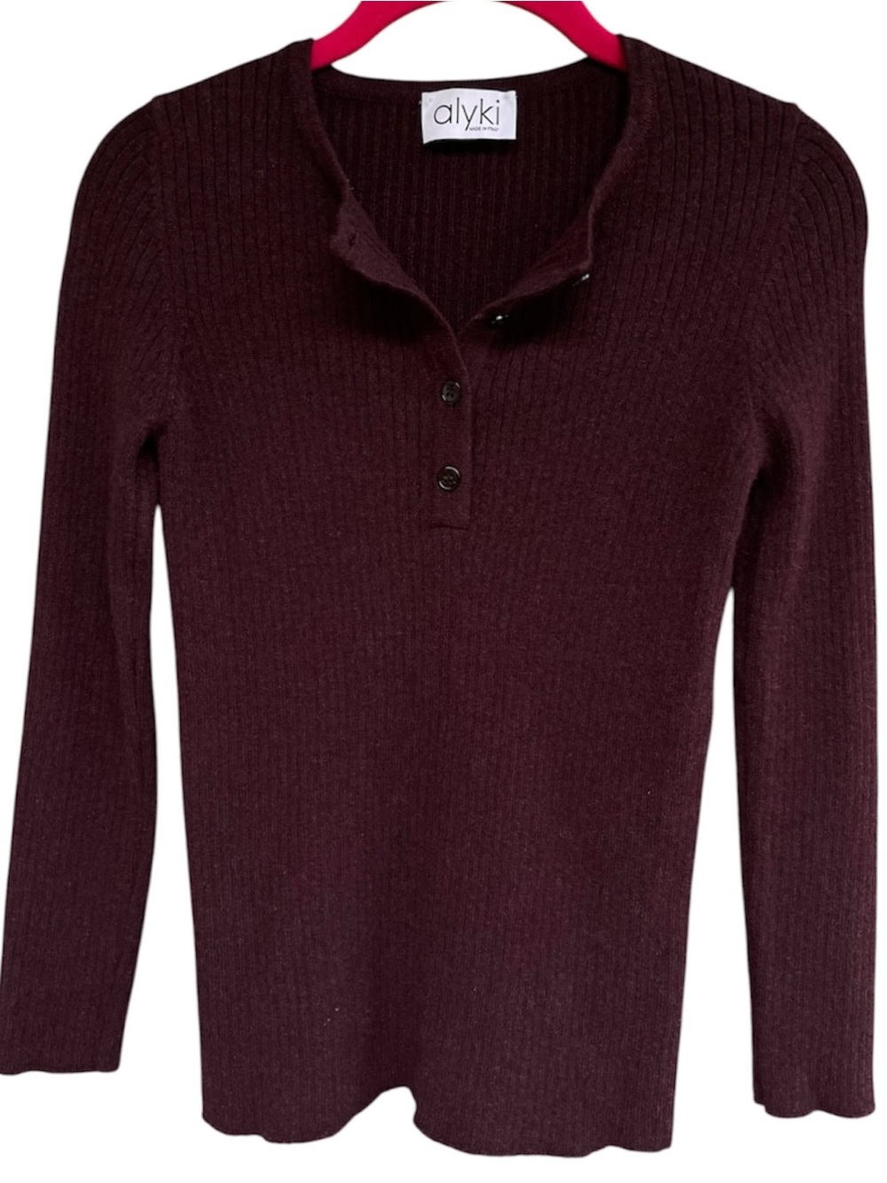 Alyki Knitwear maroon ribbed cashmere sweater S